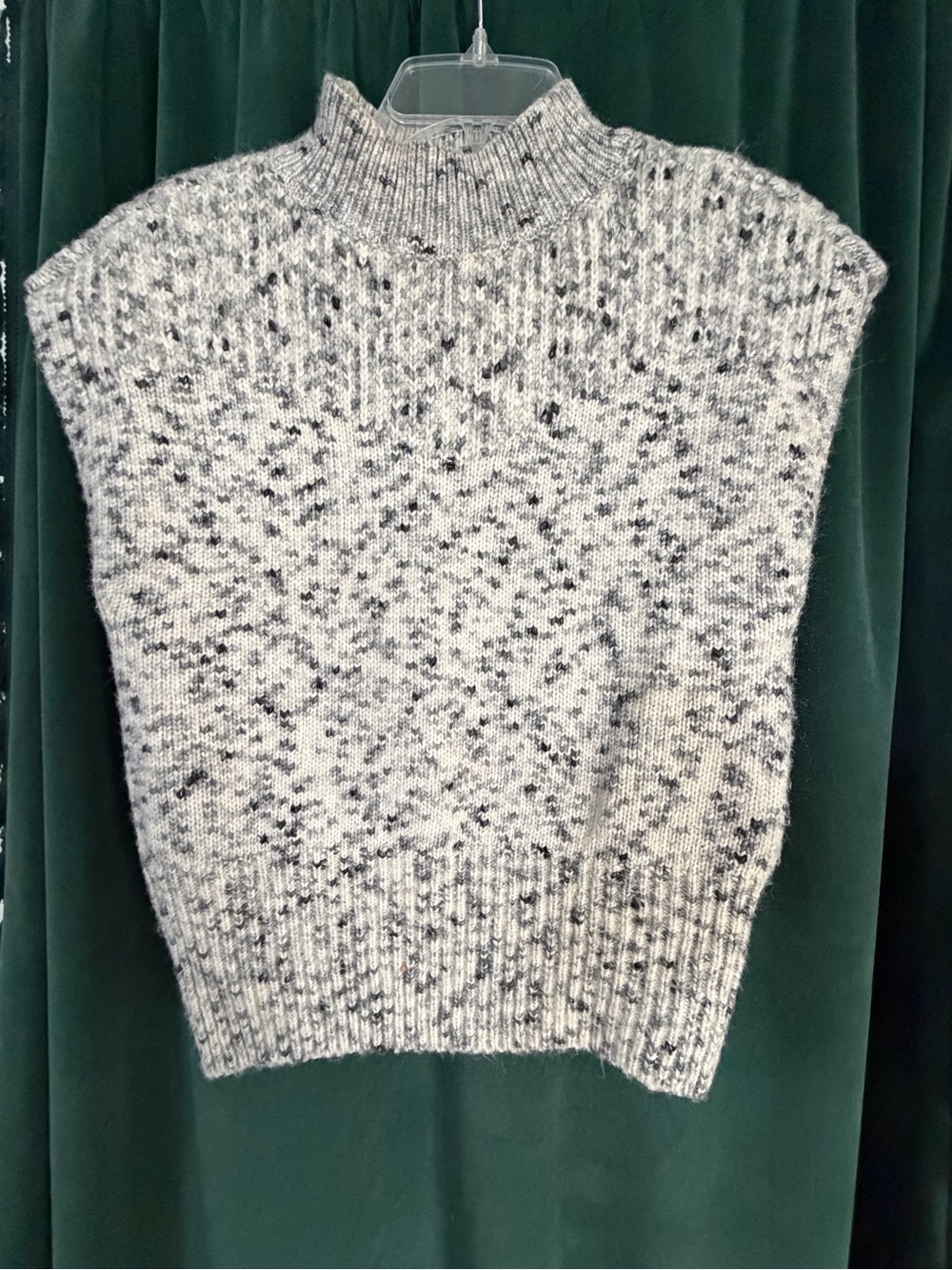 Loft Speckled Mock Neck Knit Sweater Vest - Gray